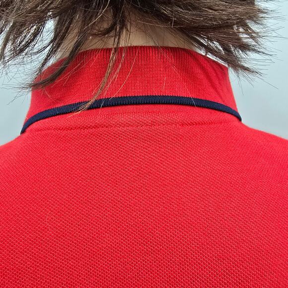 Polo Jeans Co. Ralph Lauren RL Spell Out US Flag Pocket Tipped Polo VTG Sz L Red - Picture 11 of 12